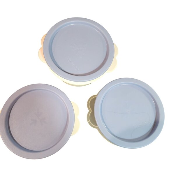 Tupperware 3-Piece Bowl Set With Blue Lids - Picture 2 of 4
